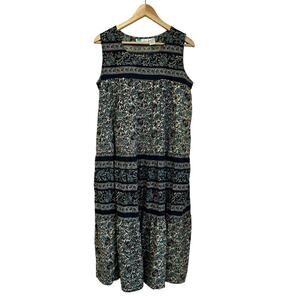 Vintage La Cera 90s Boho Tapestry Cotton Sundress Maxi Dress Pockets Size M